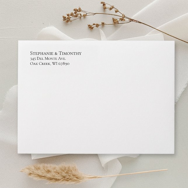Simple Classic Return Address  Envelope (Add elegance and ease to your wedding mail with a custom return address envelope—stylish & simple!)