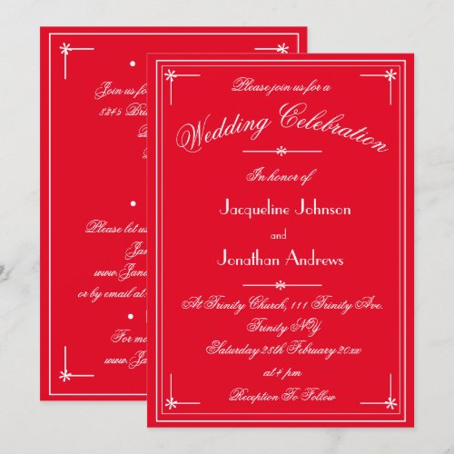 Simple Classic Romantic Red All In One Wedding Invitation