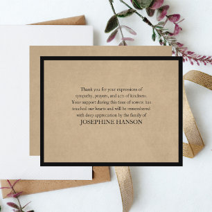 Simple Classic Rustic Elegant Bereavement Funeral Note Card