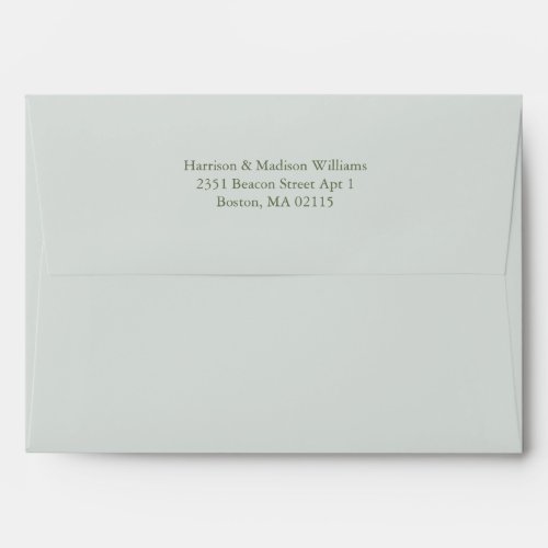 Simple classic sage green custom greenery elegant envelope