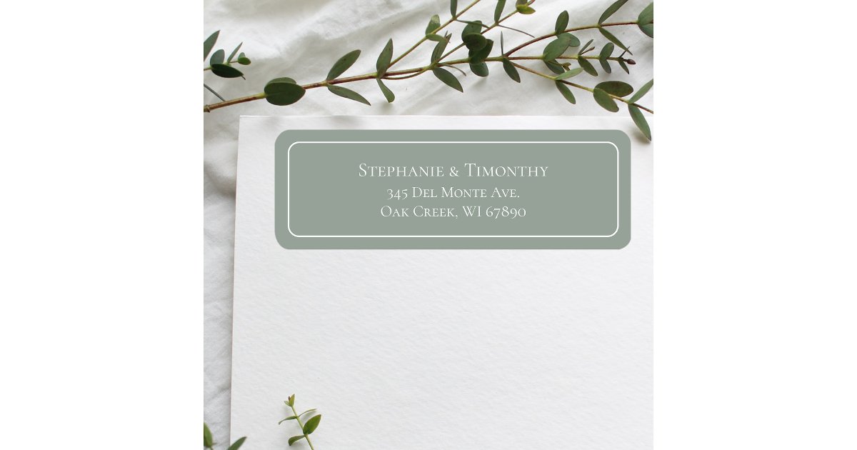 Sage Label Simple Classic Sage Green Wedding Return Address Label | Zazzle