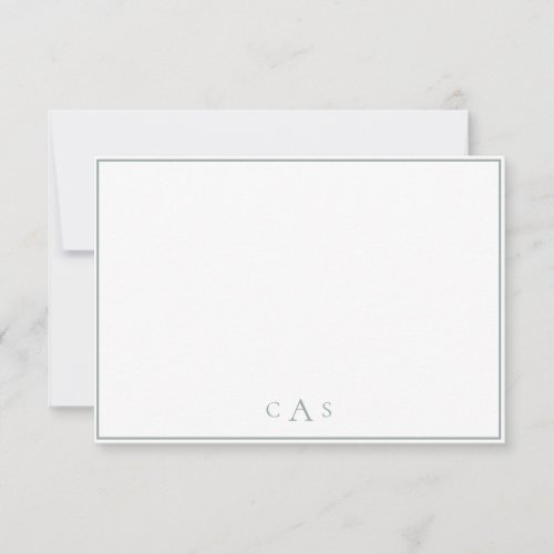 Simple Classic Sage Monogram Thank You Card