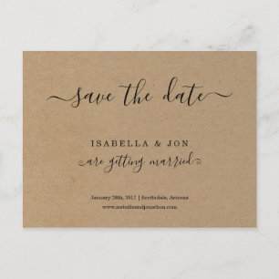 Simple Classic Save the Date Postcard Kraft Paper