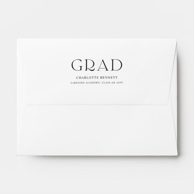 Simple Classic Script Grad Graduate Graduation Envelope (Back (Top Flap))