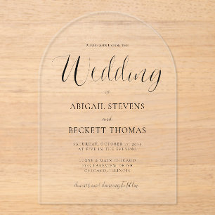 Simple Classic Script Wedding Acrylic Invitations