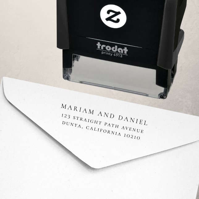 Simple Classic Script Wedding Return Address Self-inking Stamp (Creator Uploaded)