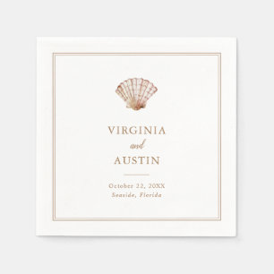 Simple Classic Seashell Beach Wedding Napkins