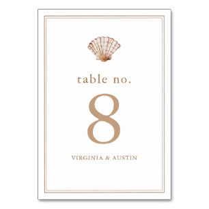 Simple Classic Seashell Beach Wedding Table Number