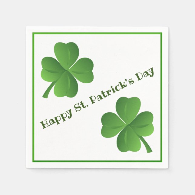 Simple Classic St. Patrick's Day Shamrocks Party Napkins (Front)