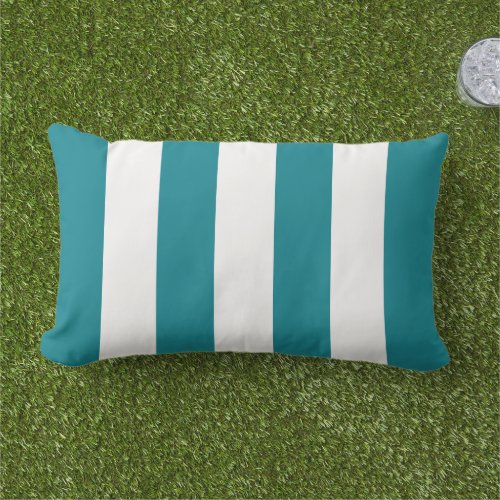 Simple Classic Teal Blue Cabana Stripes Lumbar Pillow