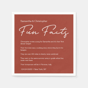 SImple Classic Terra Cotta Wedding fun facts  Napkins