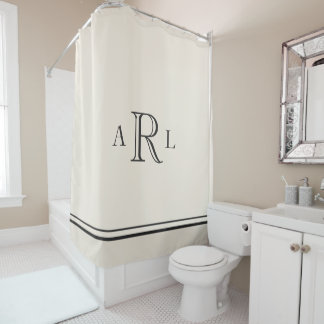 Simple Classic Three Letter Monogram Shower Curtain
