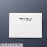 Simple Classic Typography A2 Return Address Envelope<br><div class="desc">Add a touch of elegance to your note cards with these personalized A2 return address envelopes. Featuring your name and address in classic block typography, these envelopes are perfect for sending cards and letters to family, friends, and colleagues. The black font on a white envelope creates a sleek and professional...</div>