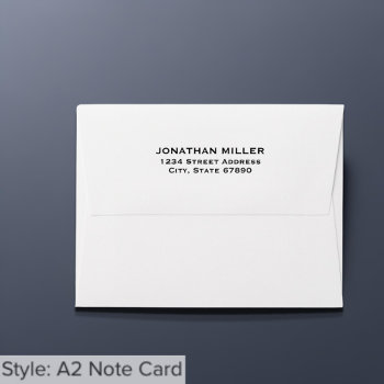 Simple Classic Typography A2 Return Address Envelope by kisasa_home at Zazzle
