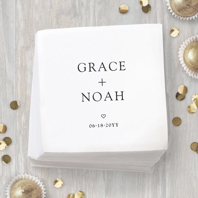 Simple Classic Typography Names Modern Wedding Napkins (Creator Uploaded)