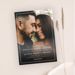 Simple Classic Typography Photo Wedding Invitation