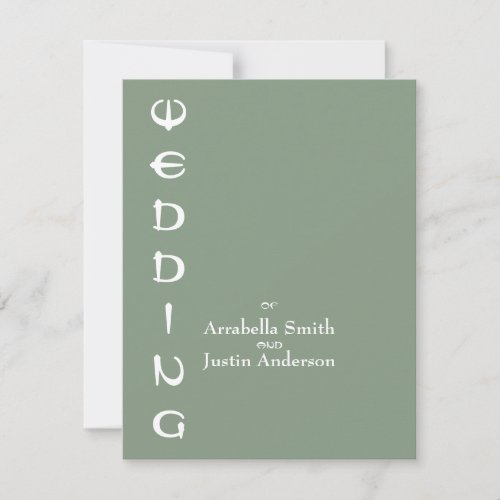 Simple Classic Typography Wedding Sage Green Invitation