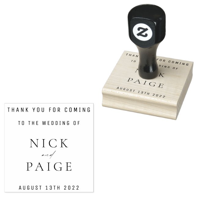 Simple Classic Wedding Favor Rubber Stamp (Stamped)