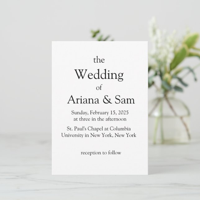 Simple Classic Wedding Invitation (Standing Front)