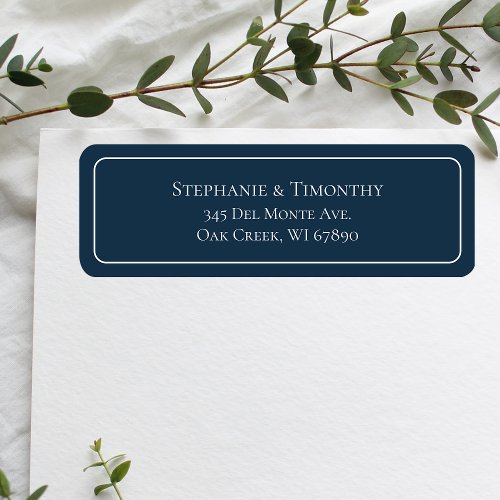 Simple Classic Wedding Navy Blue Return Address Label