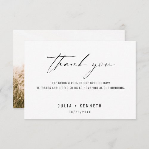 Simple Classic Wedding Photo Thank You Cards