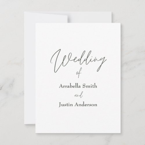 Simple Classic Wedding Typography White Wedding  Invitation