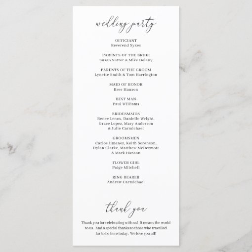 Simple Classic White Elegant Wedding Program | Zazzle