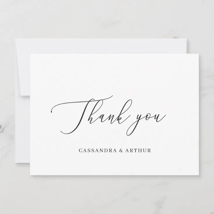 Simple Classic White Elegant Wedding Thank You Card | Zazzle