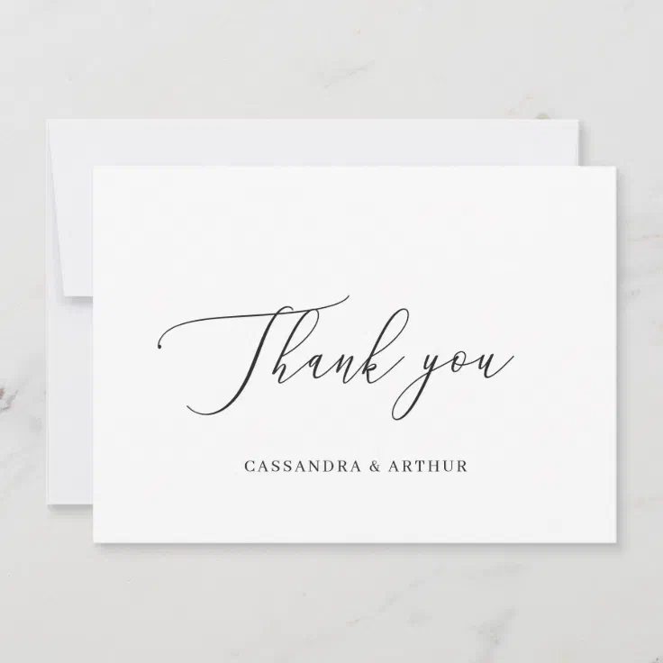 Simple Classic White Elegant Wedding Thank You Card 