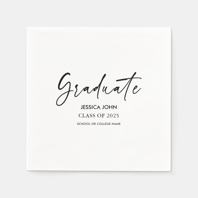 Simple Classic White Graduate Party Graduation  Napkins (Front)