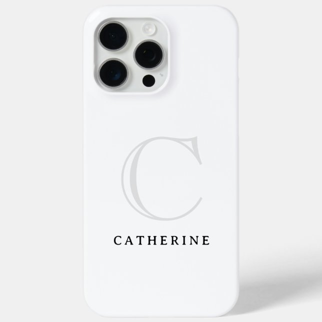 Simple Classic White Script Monogram Case-Mate iPhone Case (Back)