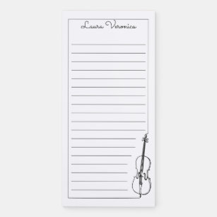 Simple Classic with Lines Violin Music Instrument Magnetic Notepad