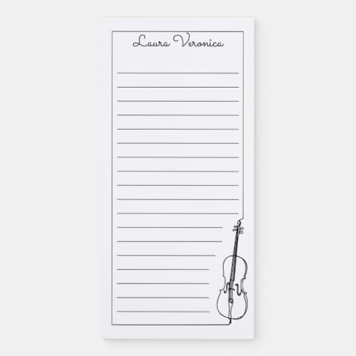 Simple Classic with Lines Violin Music Instrument Magnetic Notepad
