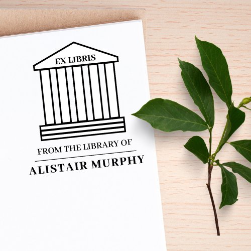 Simple Classical Library Building Custom Ex Libris Rubber Stamp
