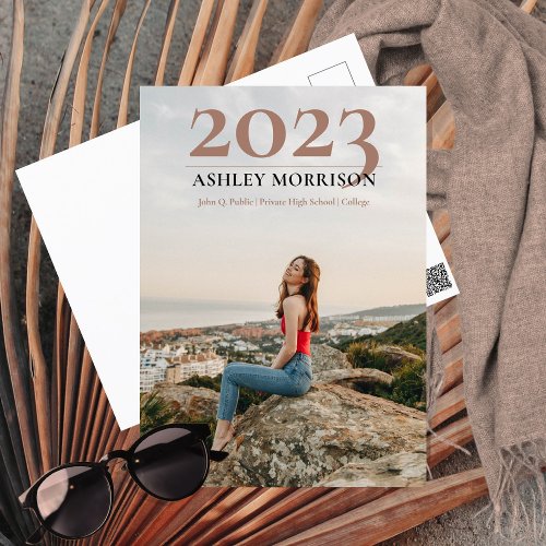 Simple Classy 2024 Photo Terracotta Graduation Postcard