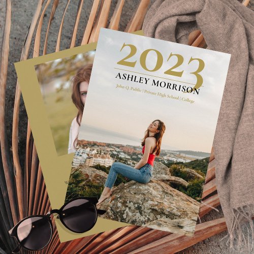 Simple Classy 2024 Two Photo _ Olive Graduation Invitation