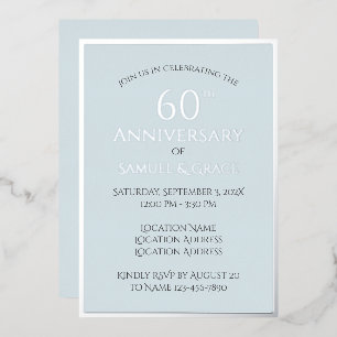 Simple Classy 60th Wedding Anniversary Party  Foil Invitation
