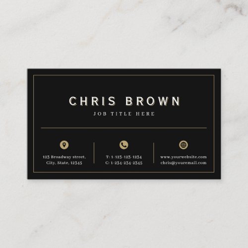 Simple classy black and gold custom professional b business card