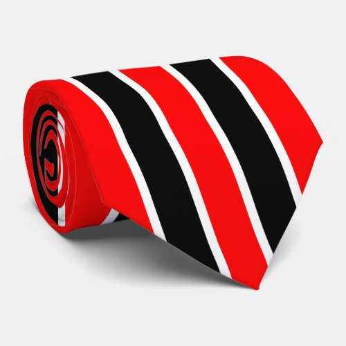 Simple Classy Black and White Double Stripe on Red Neck Tie