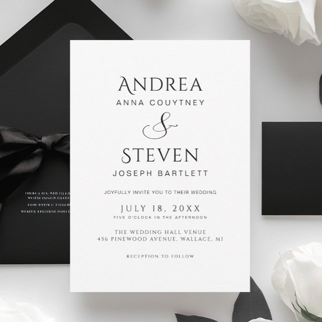 Simple Classy Black and White Wedding Invitation (Creator Uploaded)
