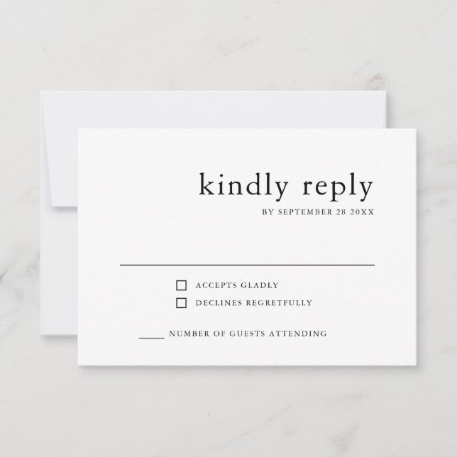 Simple Classy | Black and White Wedding RSVP Card (Front)