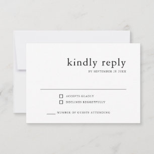 Simple Classy Black and White Wedding RSVP Card