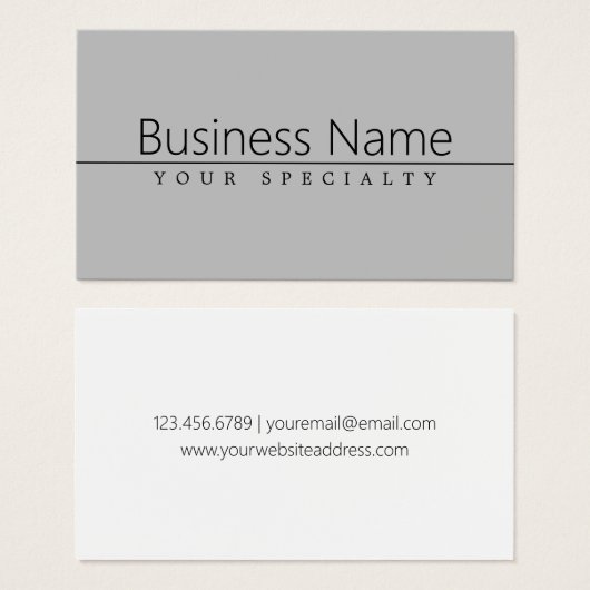 Simple Classy Black Text on Grey (Front & Back)