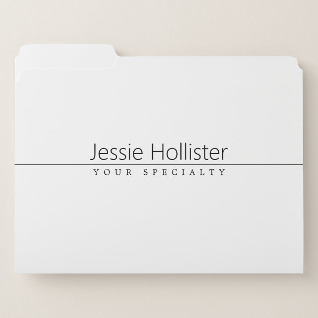 Simple Classy Black Text on White File Folder (Front Left)