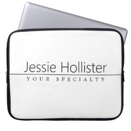 Simple Classy Black Text on White Laptop Sleeve