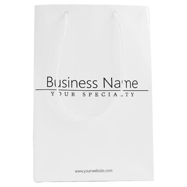 Simple Classy Black Text on White Medium Gift Bag (Front)