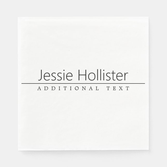 Simple Classy Black Text on White Napkins (Front)