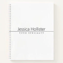 Simple Classy Black Text on White Notebook