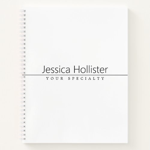 Simple Classy Black Text on White Notebook