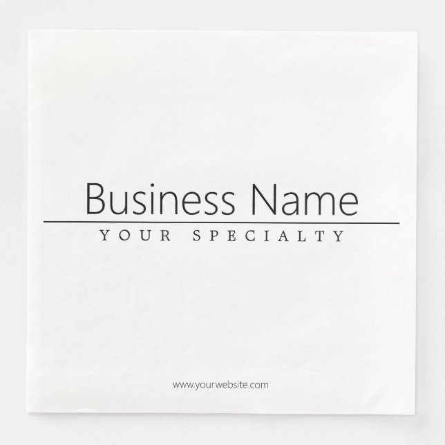 Simple Classy Black Text on White Paper Dinner Napkins (Front)